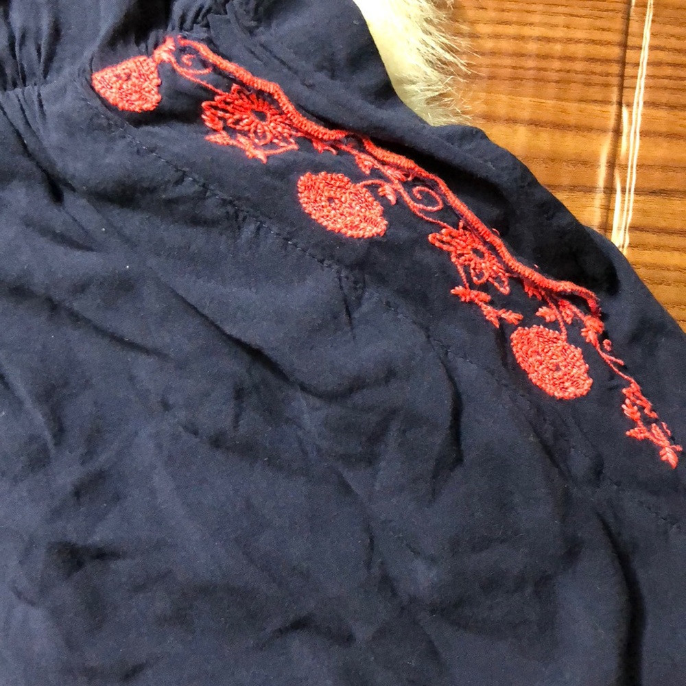 BP Navy Blue Red Embroidery Trim Mini Romp… - Picture 3 of 7